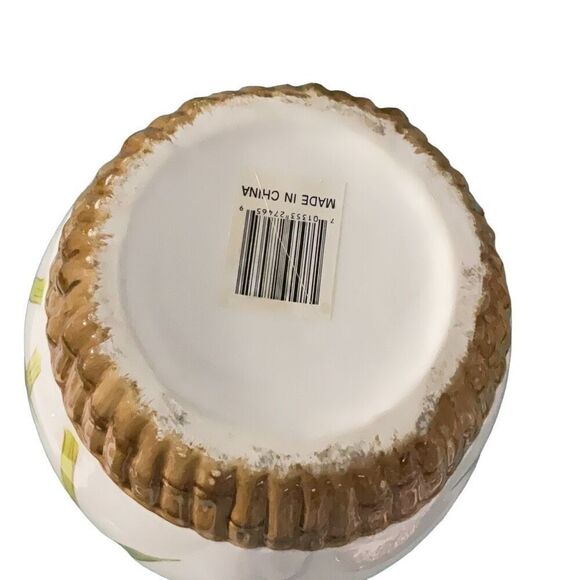 Vintage Ceramic Tropical Bamboo Palm Painted 10 Cup Water Table Pitcher Jug - Picture 6 of 6